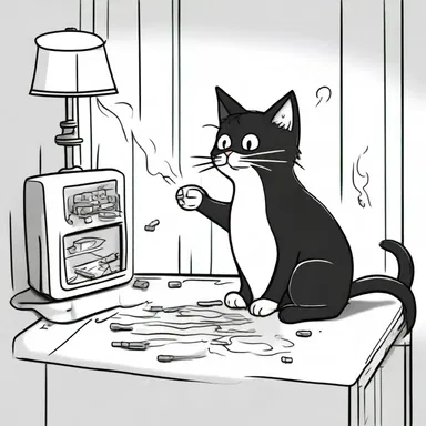In the cartoon, the cat snuffed out the burning fuse just before the bomb exploded.
