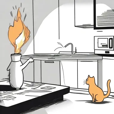 In the cartoon, the cat snuffed out the burning fuse just before the bomb exploded.