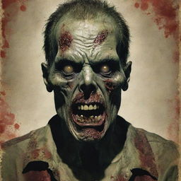 A captivating poster featuring a fearsome, detailed zombie.