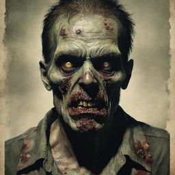 A captivating poster featuring a fearsome, detailed zombie.