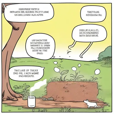 In the comic strip, a character humorously misunderstands the concept of fertilization and ends up pouring milk on the plants instead of fertilizer.