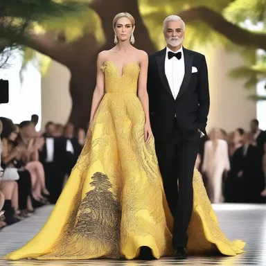 The fashion designer showcased a stunning gown inspired by the elegant yellow cypress tree, with its intricate patterns and rich colors.