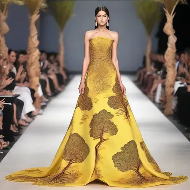The fashion designer showcased a stunning gown inspired by the elegant yellow cypress tree, with its intricate patterns and rich colors.
