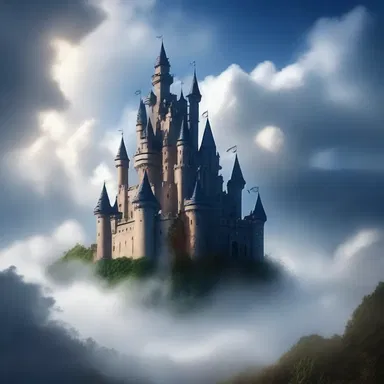The castle in the clouds had a vaporish appearance, creating a magical atmosphere.