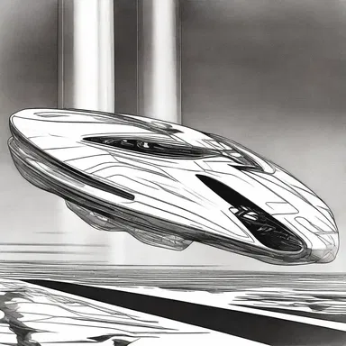 The futuristic spaceship had a vaporish aura around it, emphasizing its advanced technology.