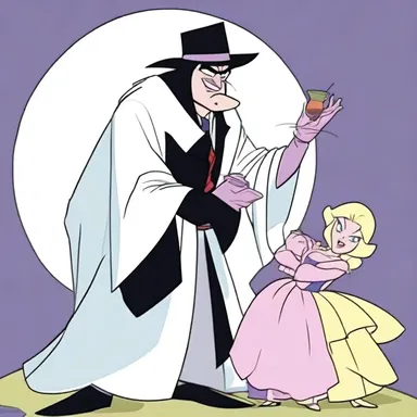 The villain in the cartoon series used coercive methods to manipulate the protagonist into doing his bidding.