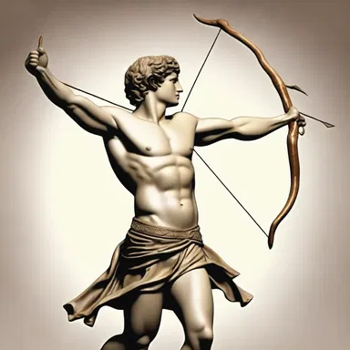 In Greek mythology, the god Apollo is often depicted with a woody bow and arrow.