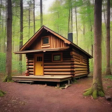 The author vividly described the woody cabin in the forest where the protagonist lived.