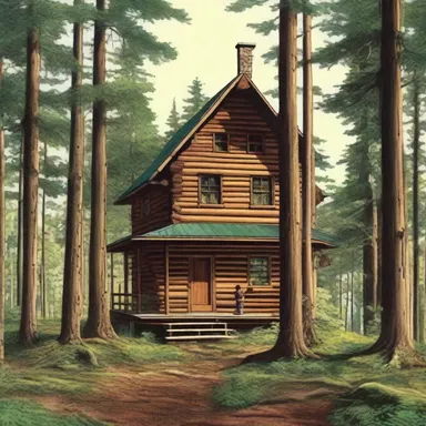 The author vividly described the woody cabin in the forest where the protagonist lived.