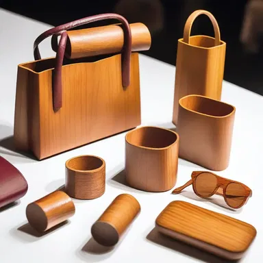 The fashion designer showcased a collection of woody accessories made from sustainable wood.