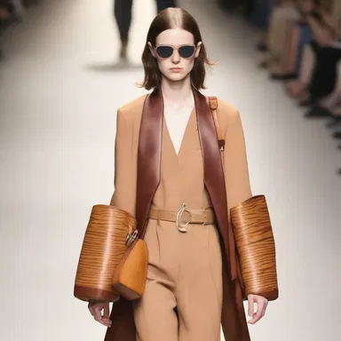 The fashion designer showcased a collection of woody accessories made from sustainable wood.