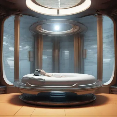 In the futuristic science fiction novel, the divan was depicted as a virtual reality chamber where justice was served through advanced technology.