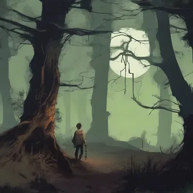 The protagonist's journey through the cursed forest leads them to witness the devastating effects of the disease causing plants to die down.