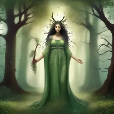 According to one myth, when the goddess of nature became angry, she cast a spell causing the sacred grove to die down and its shoots to wither.