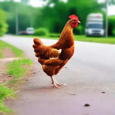 Why did the chicken cross the road? To show off ostentatiously its superior navigation skills!