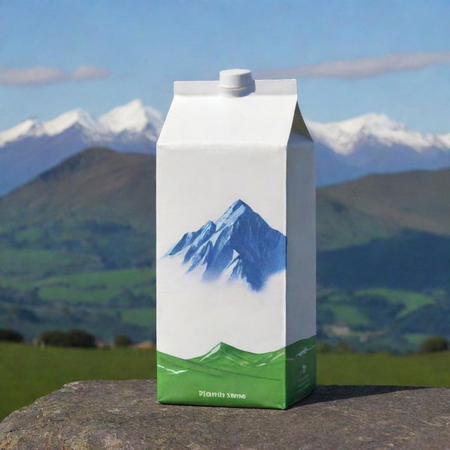 The largest UHT milk carton to ever exist, dwarfing mountains and making them appear miniscule in comparison