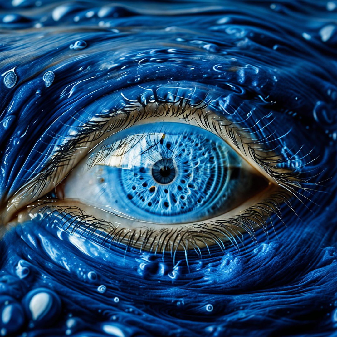 An ultra close-up 32k photograph of an eye reflecting the vast ocean.