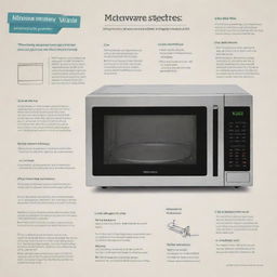 A helpful and visually appealing poster showcasing step-by-step instructions on using a microwave with supporting images and text.