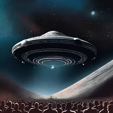 The spaceship floated ponderously through the vastness of space, captivating the audience with its majestic presence.