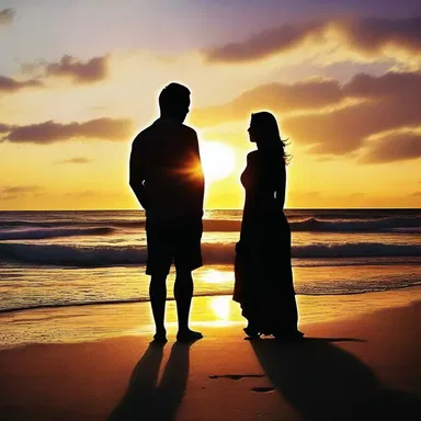 He told her he loved her ponderously, while the sun set over the ocean.