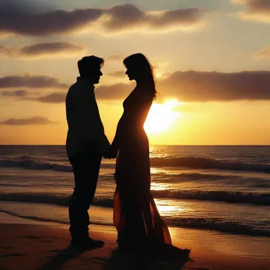 He told her he loved her ponderously, while the sun set over the ocean.