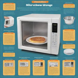 The helpful, visually engaging microwave usage poster now revamped to include clear English language step-by-step instructions and supporting images.