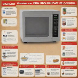 The helpful, visually engaging microwave usage poster now revamped to include clear English language step-by-step instructions and supporting images.