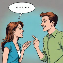 Comic style illustration of a guy engaged in a friendly conversation with a girl