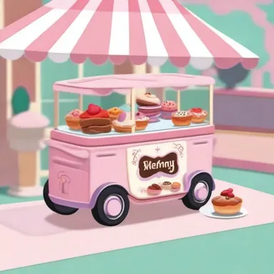 In the animated TV show, the pastry cart rolled into the scene, enticing the characters with its delicious desserts.