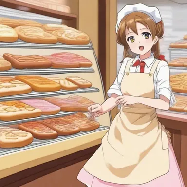 In the anime series set in a bakery, the protagonist often pushes the pastry cart around, showcasing their culinary masterpieces.