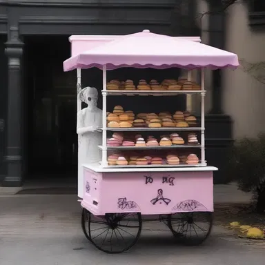 As the horror movie unfolded, a haunted pastry cart mysteriously appeared, offering eerie pastries that possessed an unsettling allure.