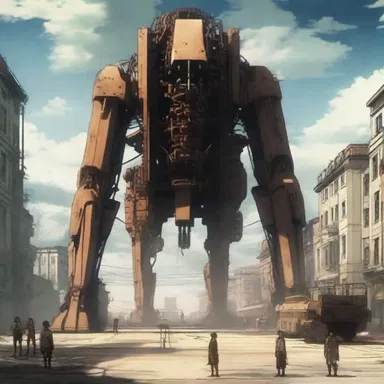 In the popular anime series 'Attack on Titan', the military uses large locomotive machines called Vertical Maneuvering Equipment to battle colossal human-eating creatures.