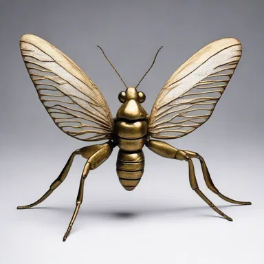 The artist created a sculpture that depicted the transformation of a nit into an elegant insect.