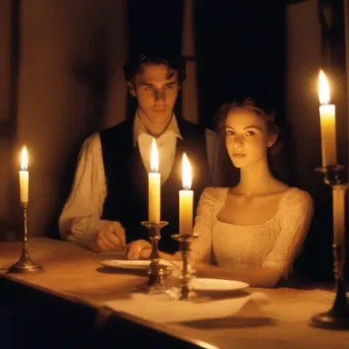 The author used vivid descriptions of the candlelight, measuring one nit, to create a romantic atmosphere in the scene.