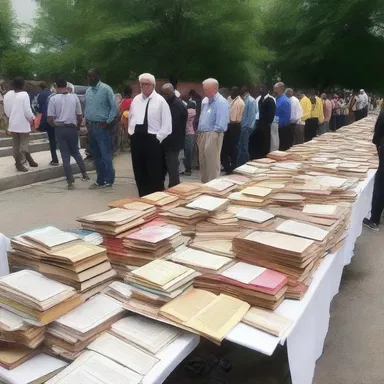 The church organized a fundraiser sale where they offered a job lot of religious books, statues, and assorted religious artifacts.