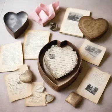 The vintage store curated a job lot of beautifully crafted love letters, heart-shaped lockets, and old photographs capturing moments of romance.