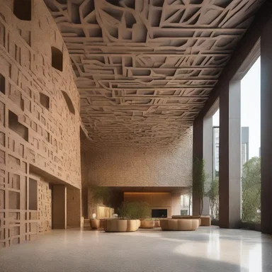 The architect designed the building with quartan patterns in the interior decor.