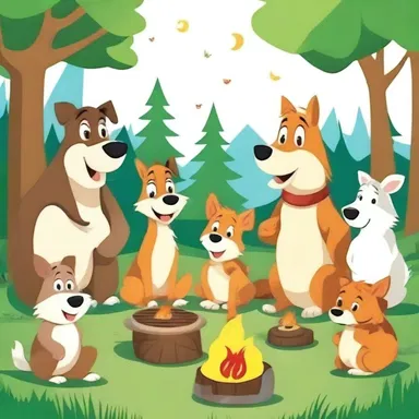 In the cartoon, the animals gathered around the campfire and sang a joyful hymn to celebrate their friendship.