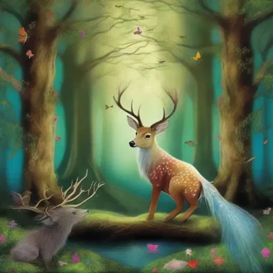 The mystical creatures living in the enchanted forest hymn the beauty and magic of their realm.
