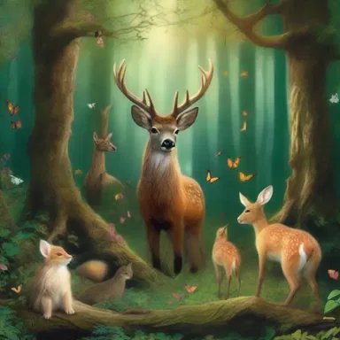The mystical creatures living in the enchanted forest hymn the beauty and magic of their realm.