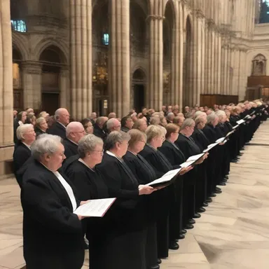 The choir gathered in the grand cathedral to hymn their praises to God.