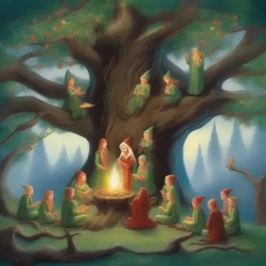 The elves gathered around the ancient tree to hymn an enchanting melody.