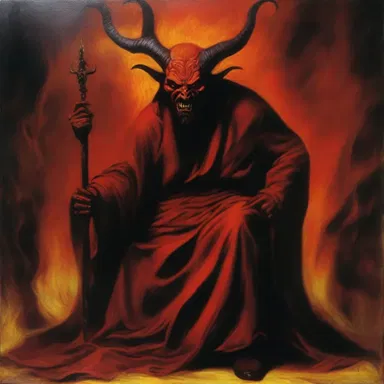 The artist expressed their satanophobia through a haunting painting of Satan in a menacing pose.