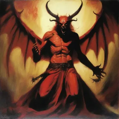 The artist expressed their satanophobia through a haunting painting of Satan in a menacing pose.