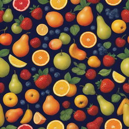 Generate a vibrant, detailed pattern composed of a variety of fruits