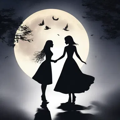 In the moonlight, the formless shadows danced together, creating a romantic atmosphere.