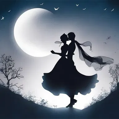 In the moonlight, the formless shadows danced together, creating a romantic atmosphere.