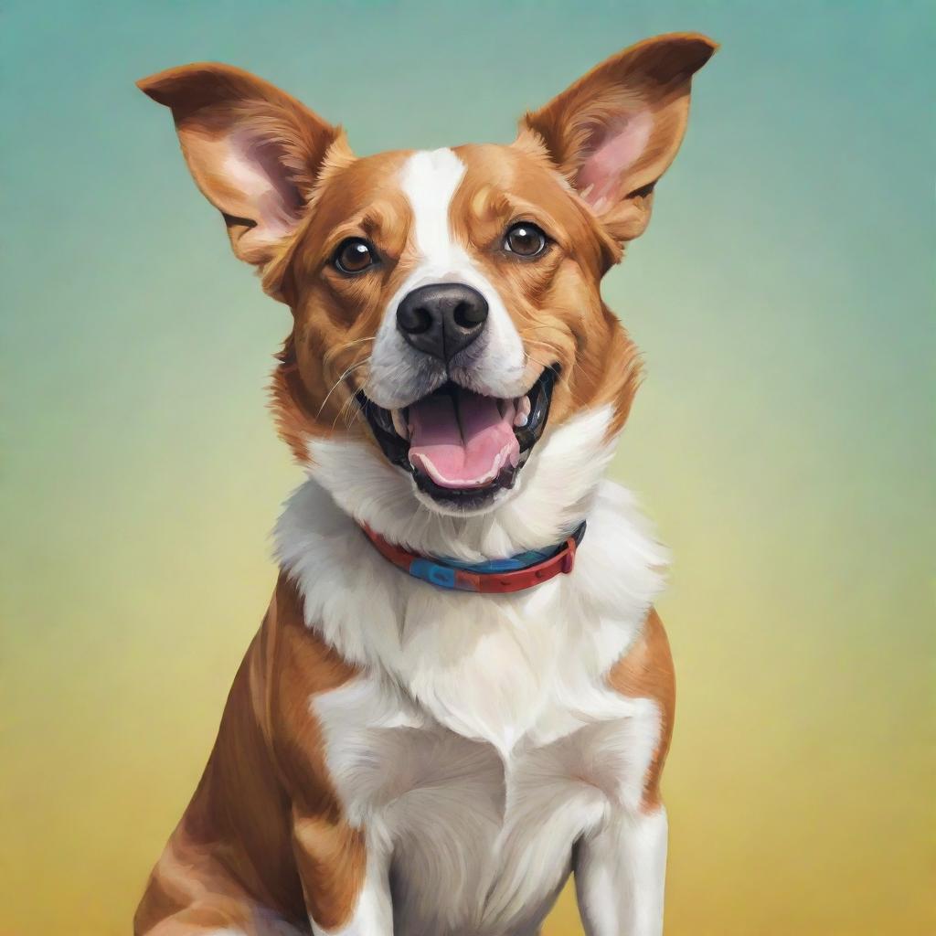 Generate an illustration of a lively and energetic dog