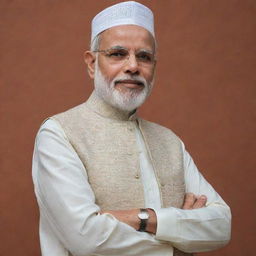 Narendra Modi, the Prime Minister of India, wearing a traditional Muslim attire.