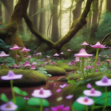 In the fantastical world of fairies, the enchanted forest is filled with rampant flowers that grow to extraordinary sizes.